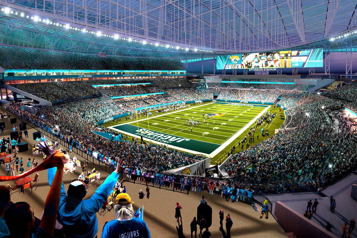 Jaguars Stadium of the Future exterior with palm trees