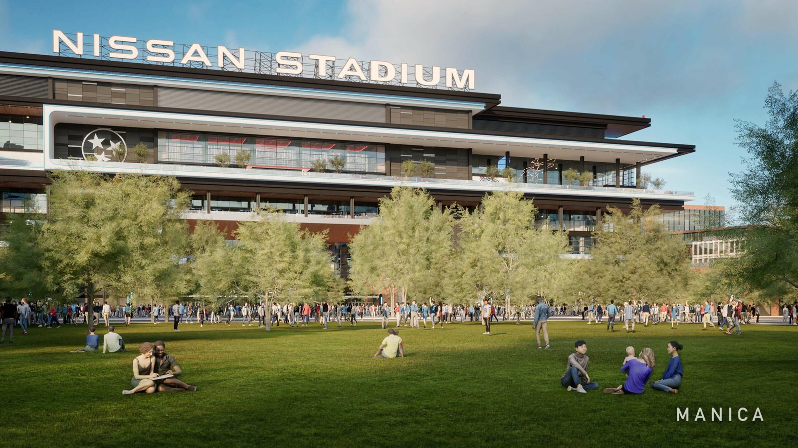 New Nissan Stadium Nashville interior concert configuration rendering, full crowd