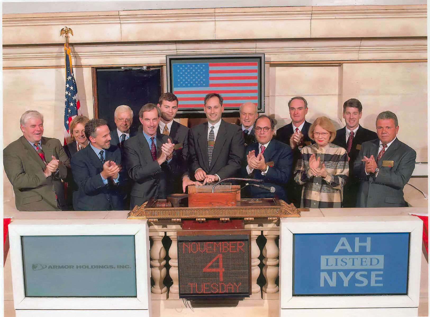 Phil Baratelli ringing the NYSE Closing Bell as Corporate Controller and Treasurer of Armor Holdings